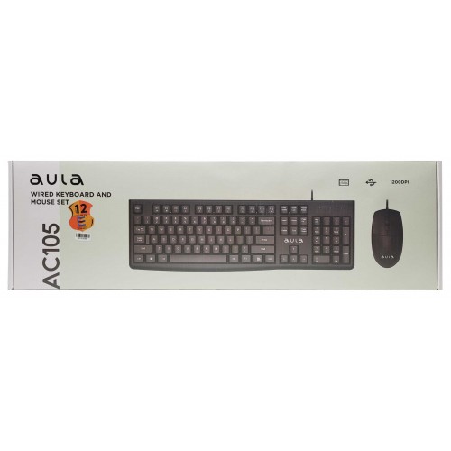 کیبورد-و-ماوس-سیم-دار-AULA-مدل-AC105.1 کیبردموس سیم دار سفید AC-105 AULA - تصویر 1
